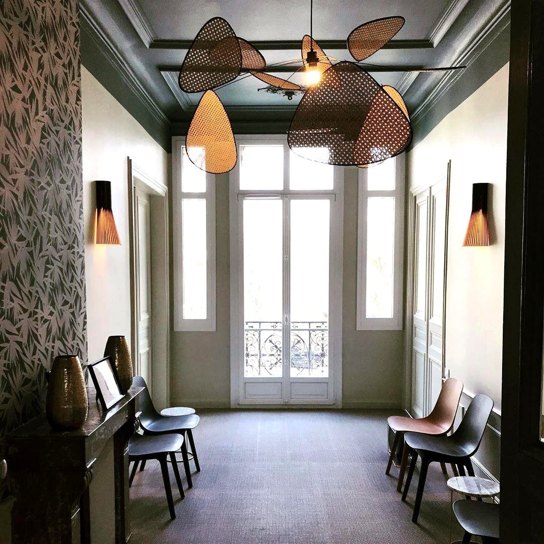 Lustra Lustre Écran Cannage Suspension Rétro