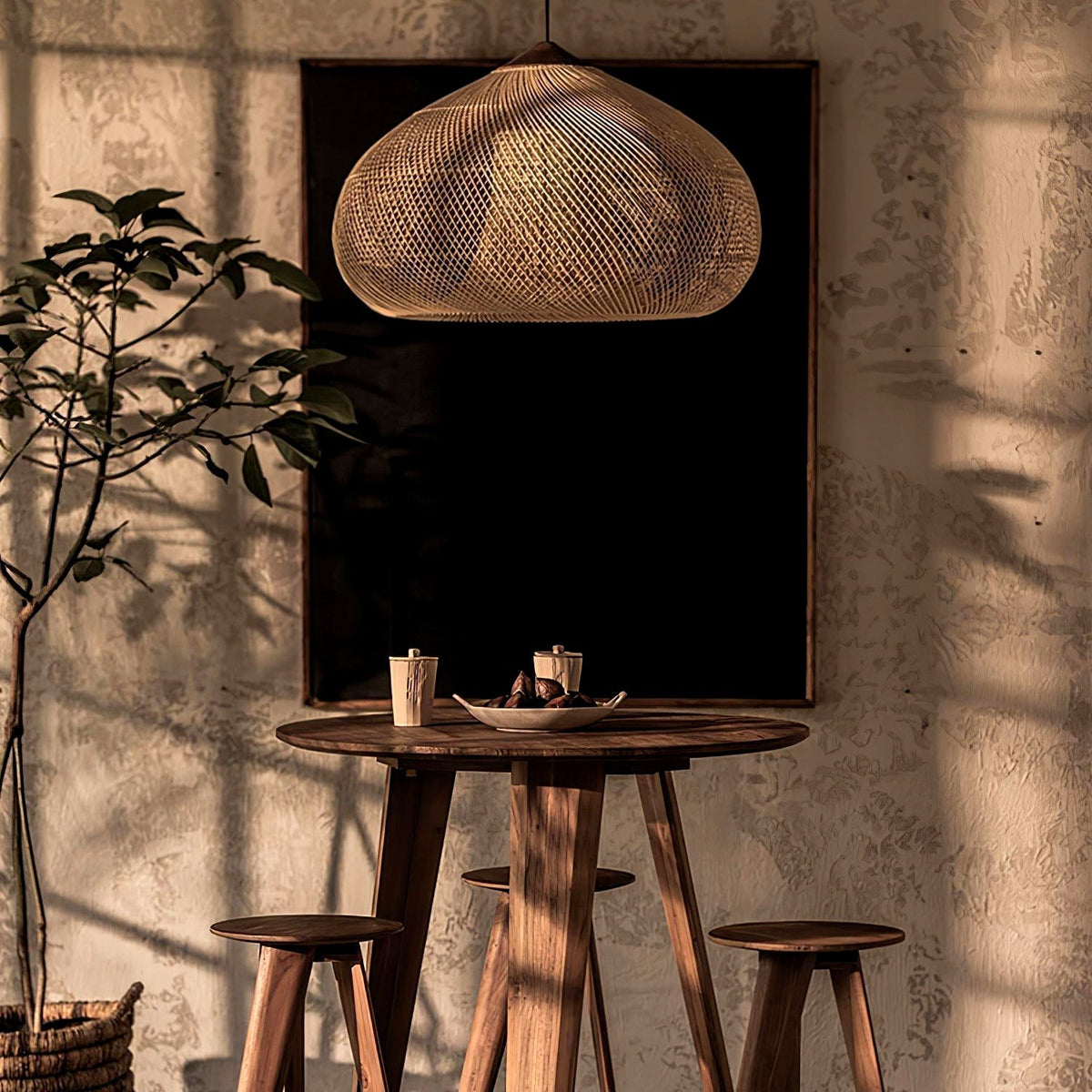 Evelyn Suspension en Rotin Tressé pour Salon