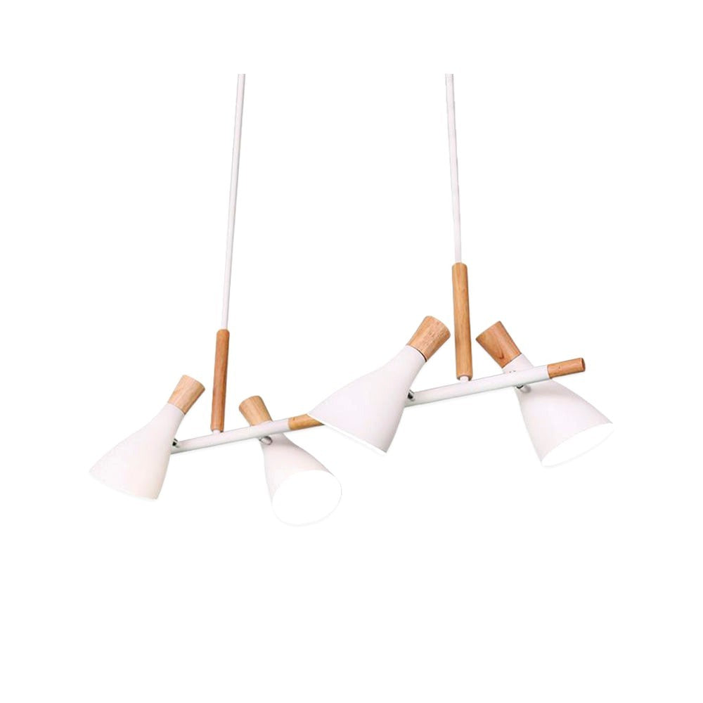 Suspension 4 Lampes en Bois et Métal Style Nordique