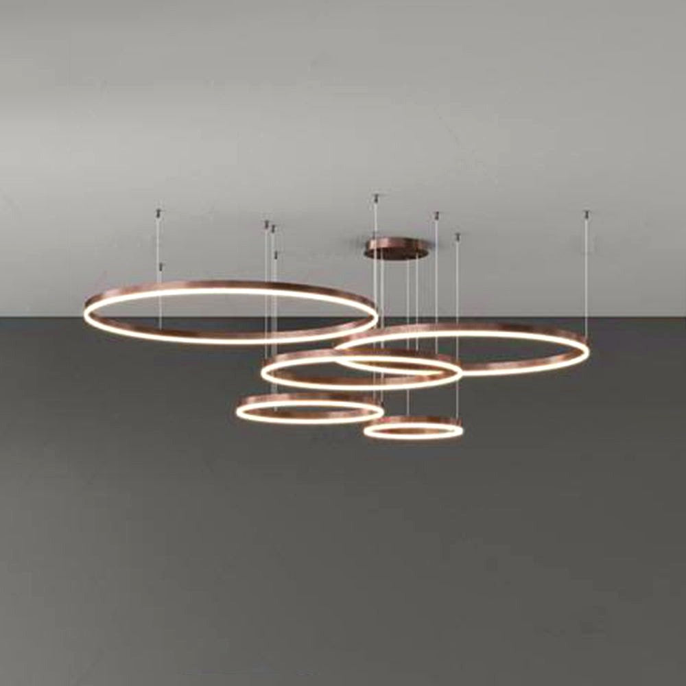 Suspension Anneau Moderne Métal Noir/Doré/Café Salon -