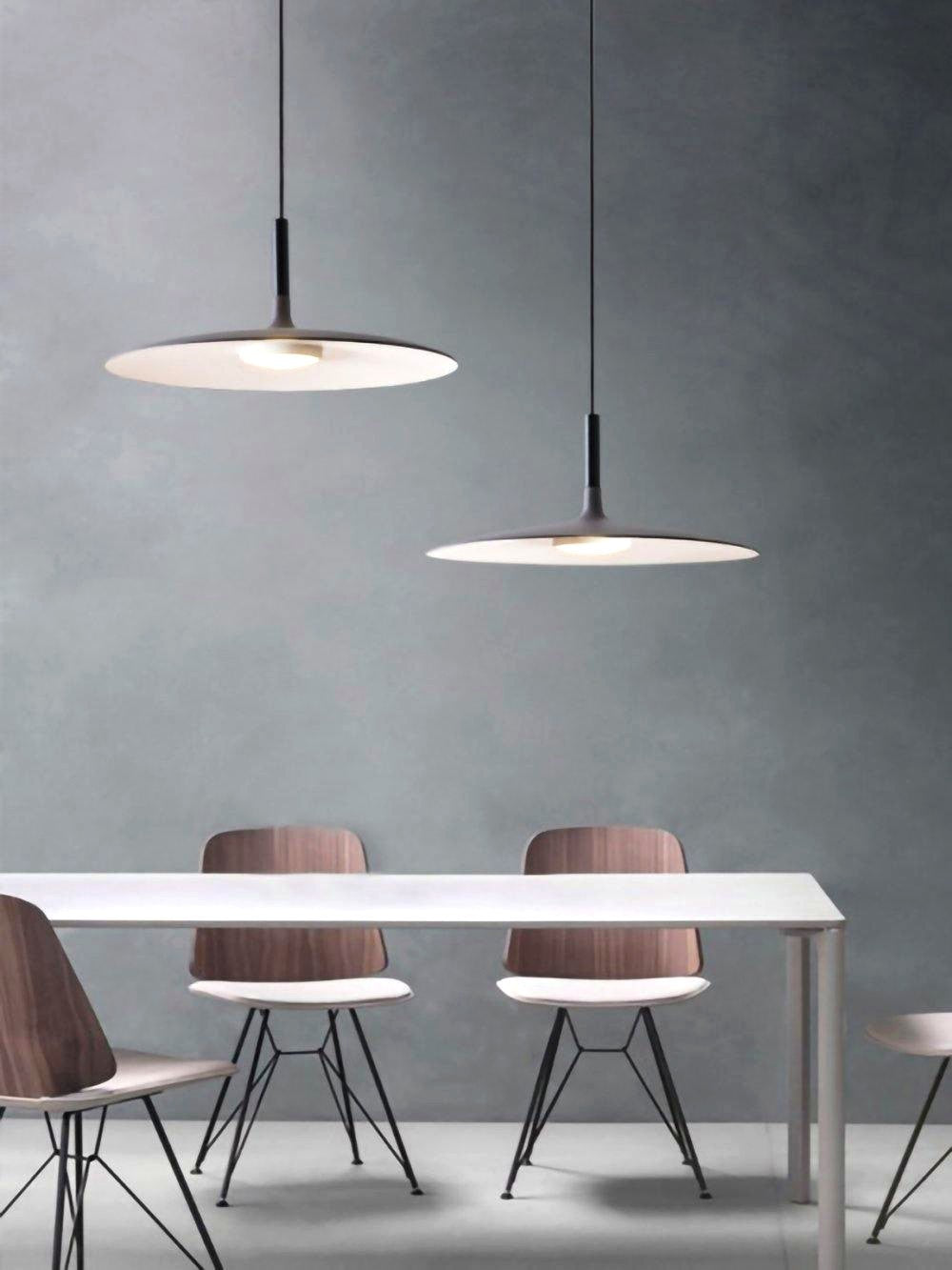 Lustra Suspension Lampe Disque Plat en Aluminium