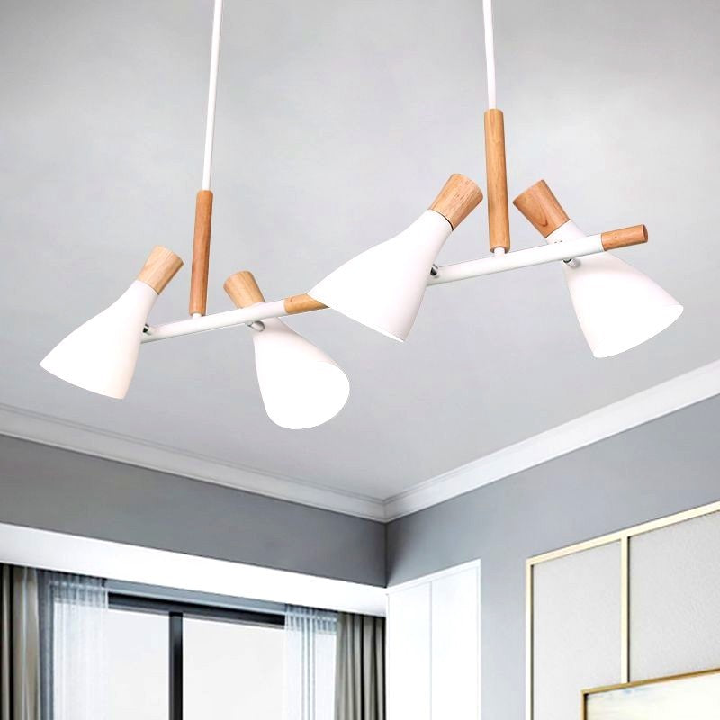 Valentina Luminaires Suspensions 4 Lampes Nordique Bois/Métal Blanc/Vert/Gris Cuisine/Salon
