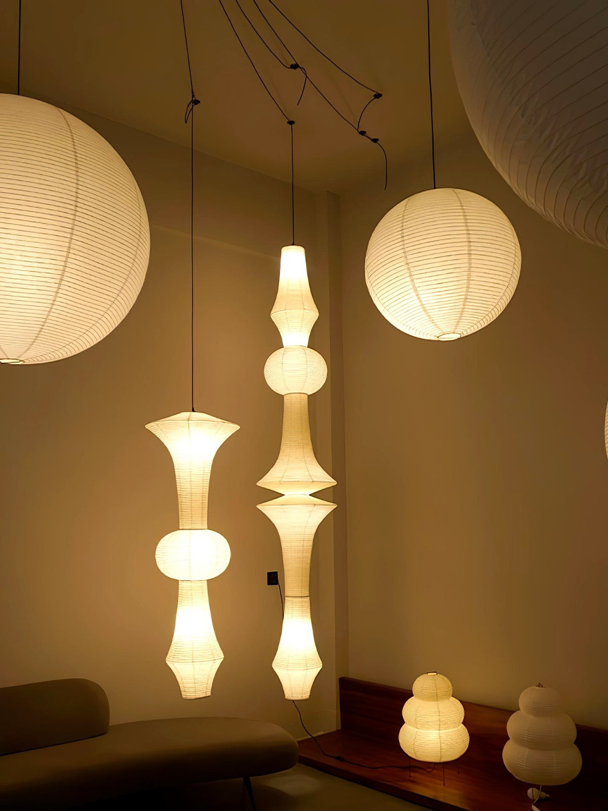 Lustra Suspension Luminaire Papier Washi E pour Salon