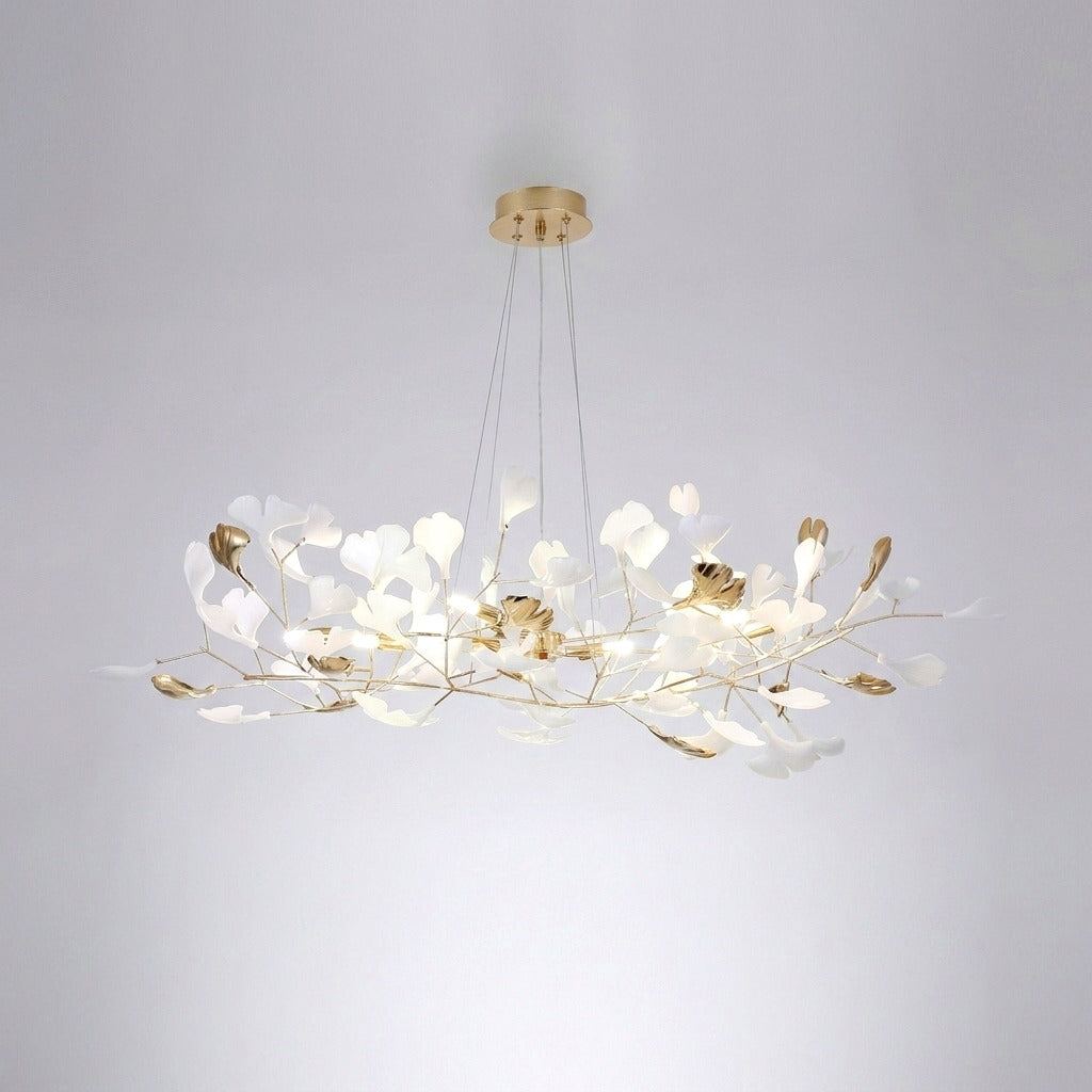 Suspension Feuille/Multi Moderne Métal/Céramique Doré/Blanc Salon -