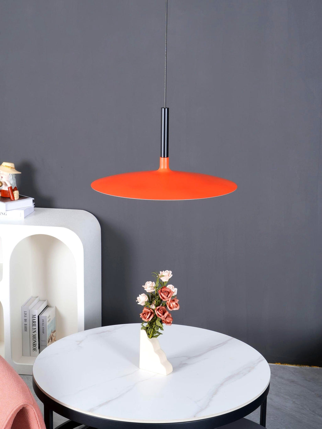 Lustra Suspension Lampe Disque Plat en Aluminium