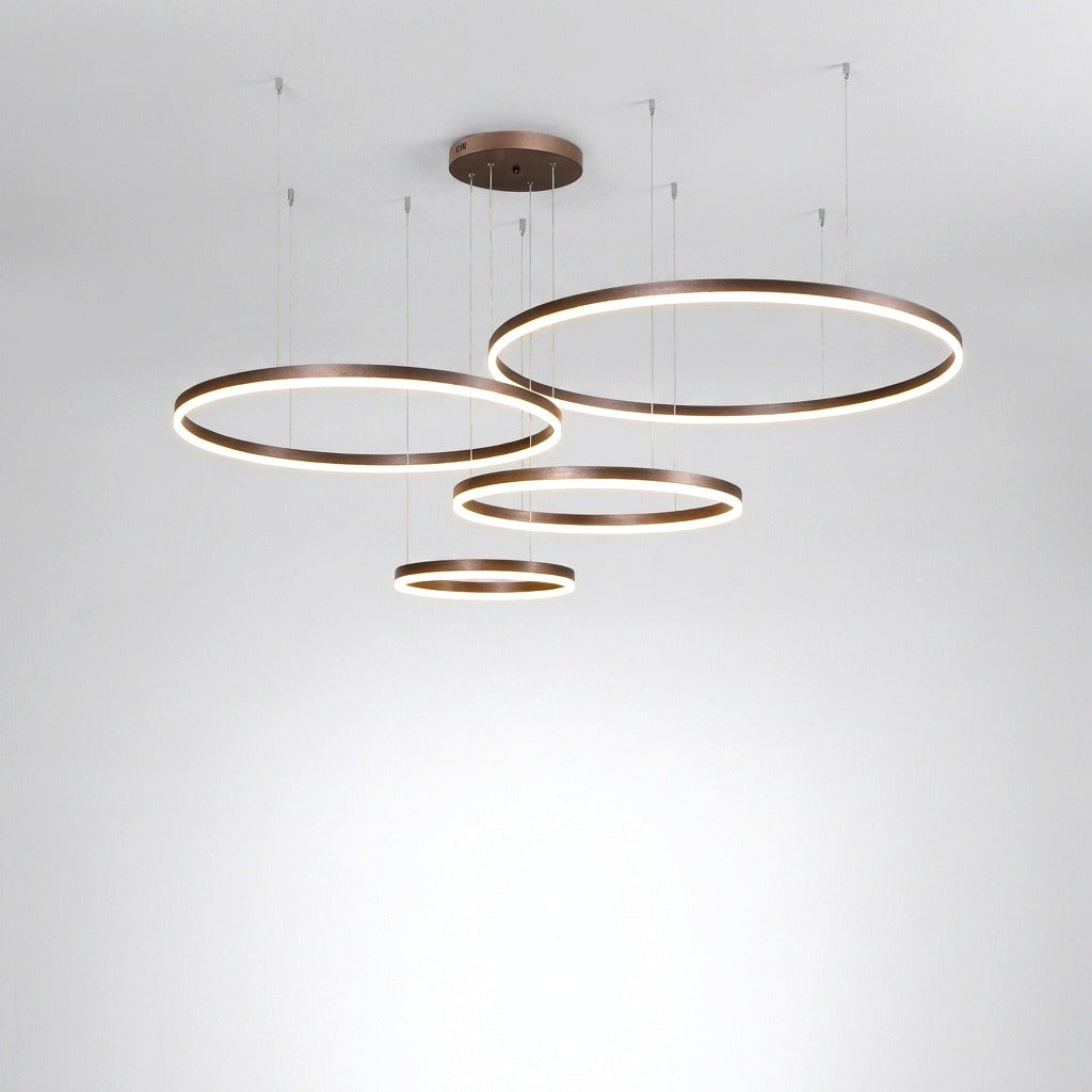 Suspension Anneau Moderne Métal Noir/Doré/Café Salon -