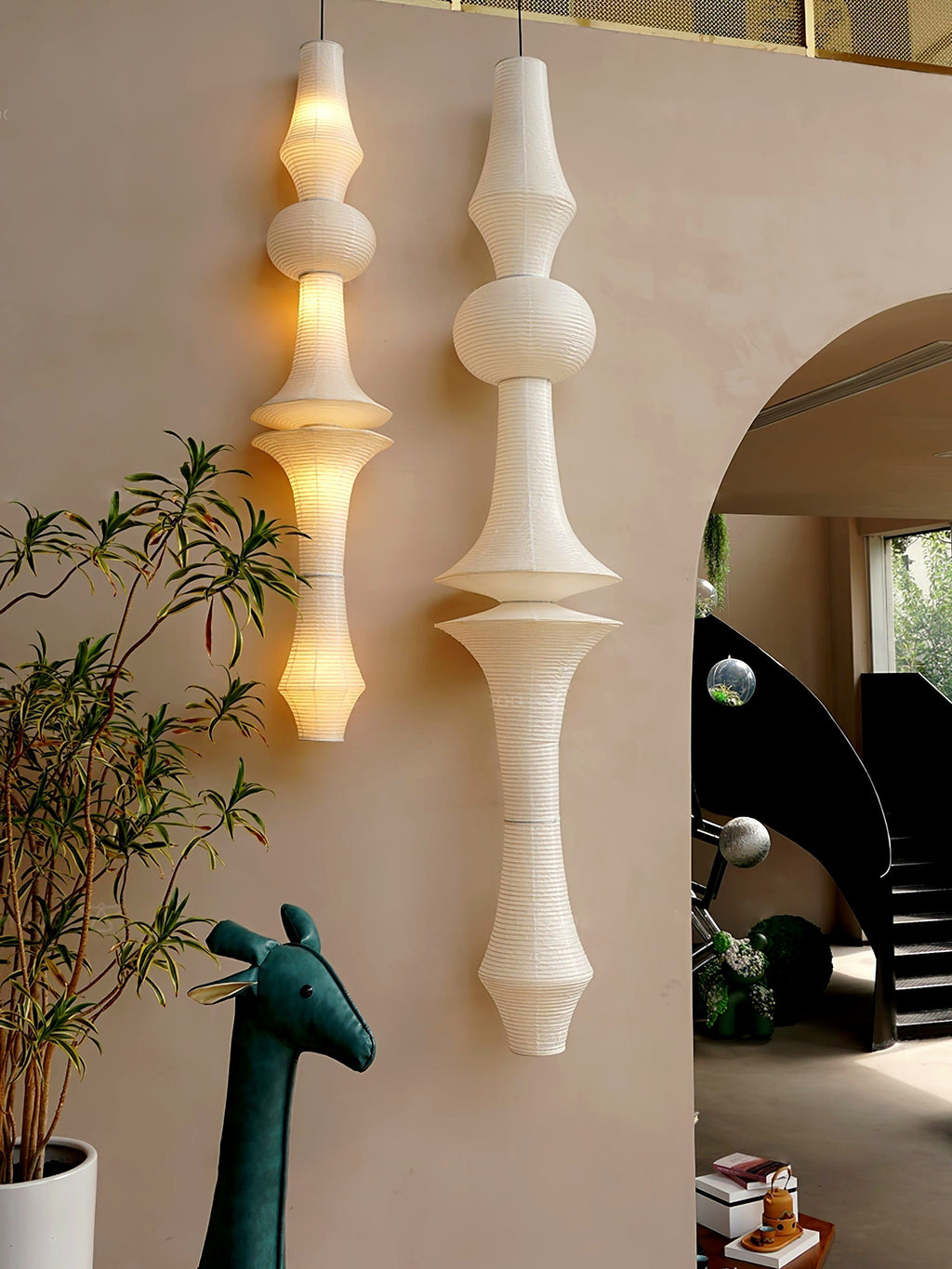 Lustra Suspension Luminaire Papier Washi E pour Salon
