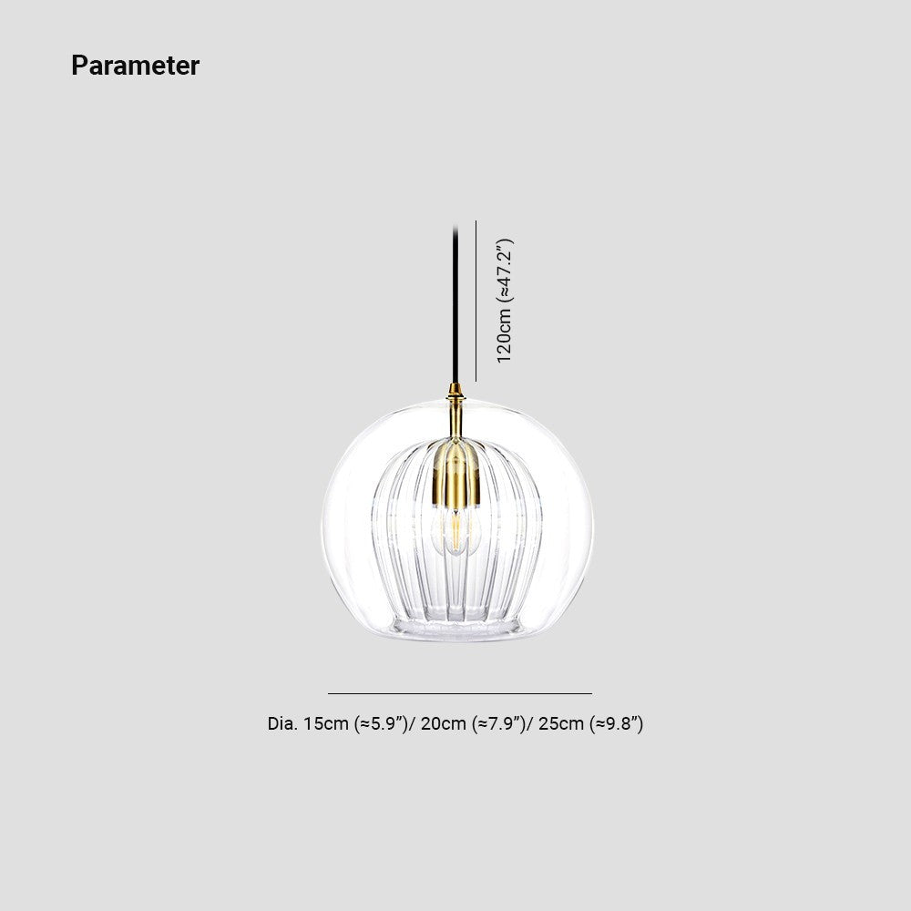 June Suspension Bulle Nordique Verre Transparent/Doré Salon/Chambre