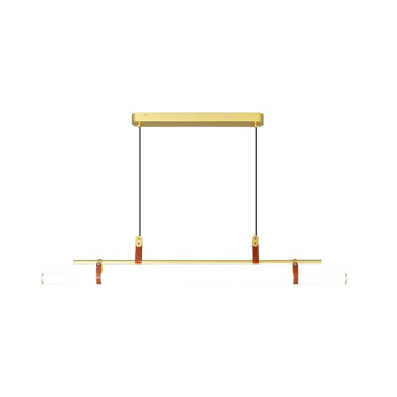Inari Suspension Linéaire Simple. Métal/Acrylique. Noir/doré. Chambre