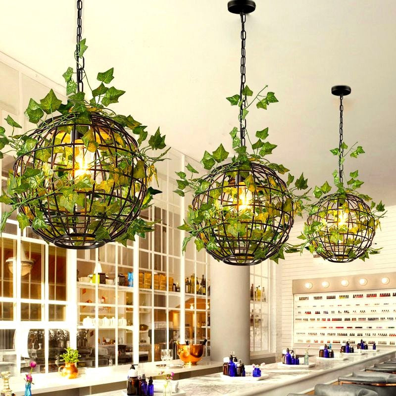 Umari Globe Art Deco LED Suspension Vert Métal Salle à Manger