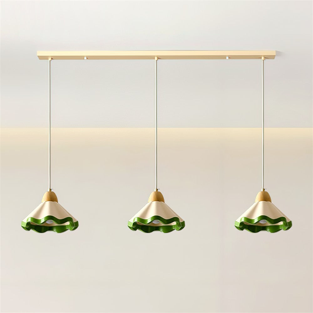 Suspension Beige en Résine et Bois Vintage et Minimaliste