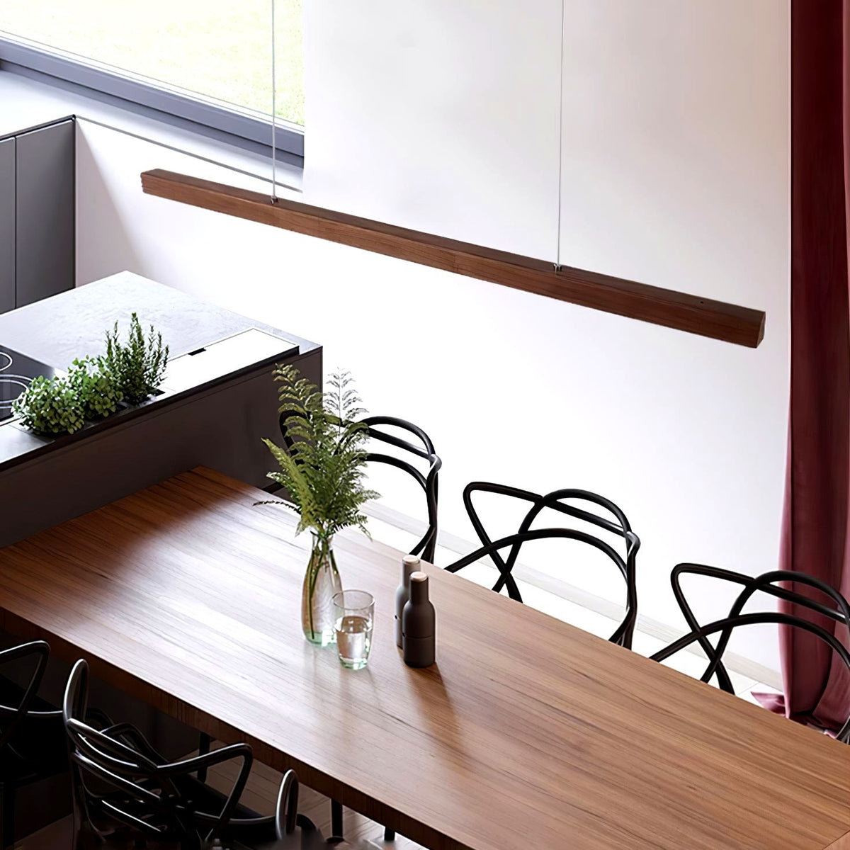 Elowen Suspension linéaire minimaliste en bois