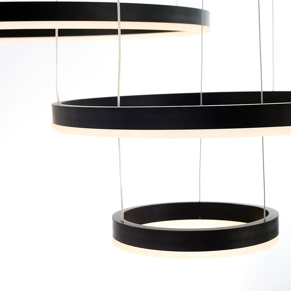Suspension Anneau Moderne Métal Noir/Doré/Café Salon -