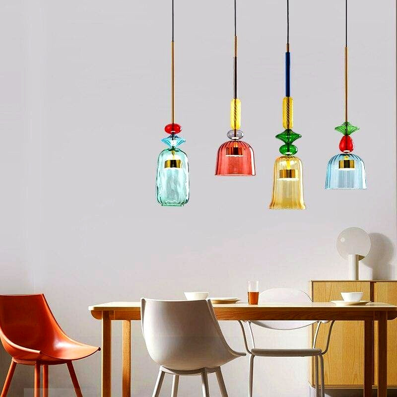 Suspension LED Verre Coloré Design - détail finition