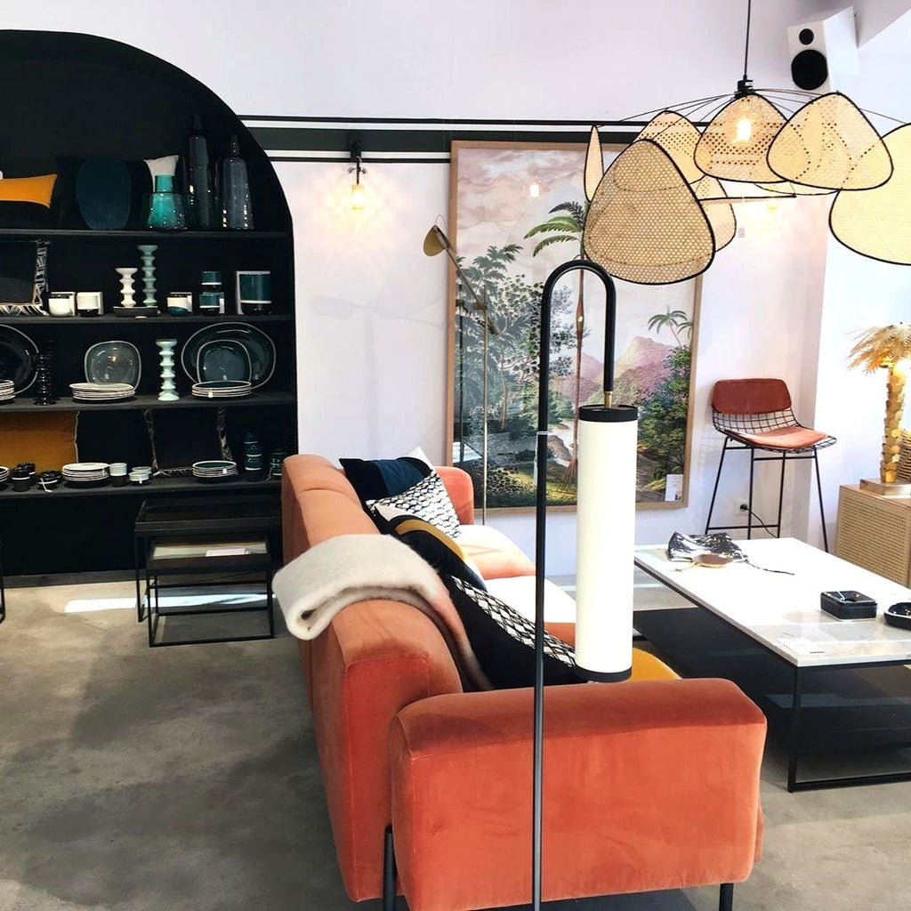 Lustra Lustre Écran Cannage Suspension Rétro