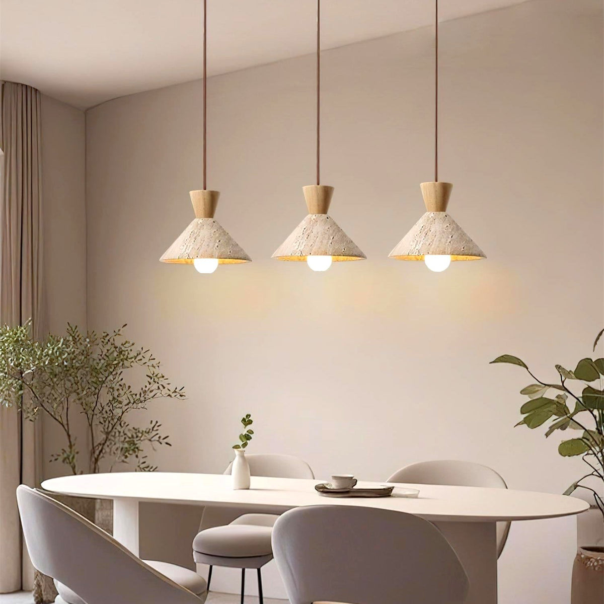Ritta Suspension Travertin Forme Chapeau