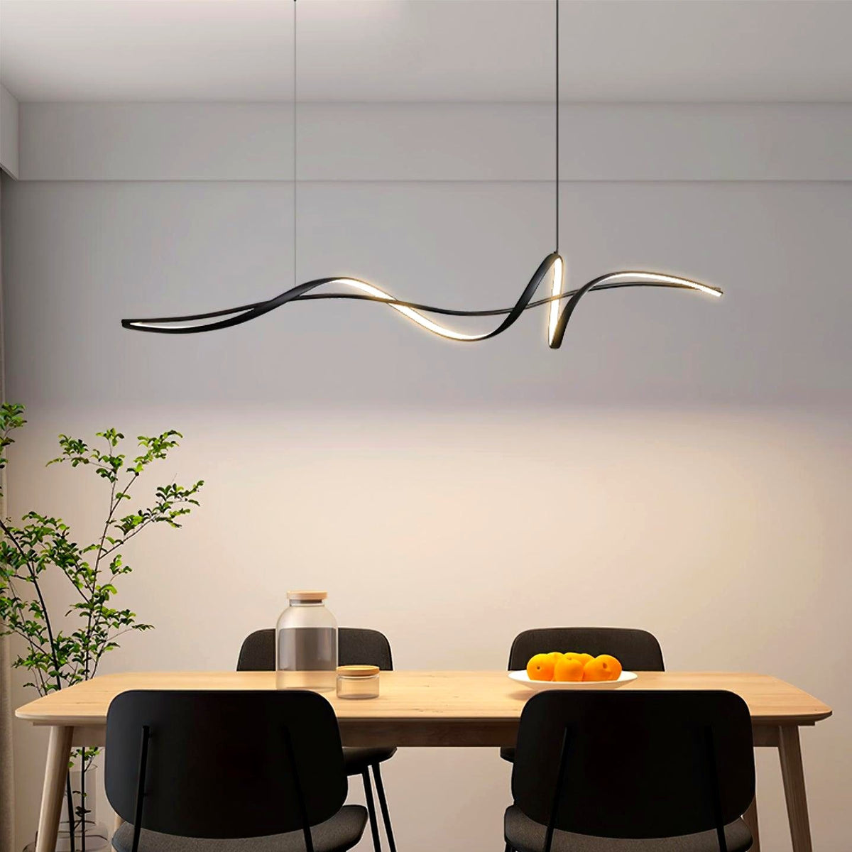 Aveline Suspension moderne LED Wave noire