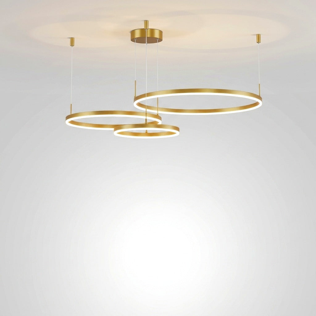 Suspension Anneau Moderne Métal Noir/Doré/Café Salon -