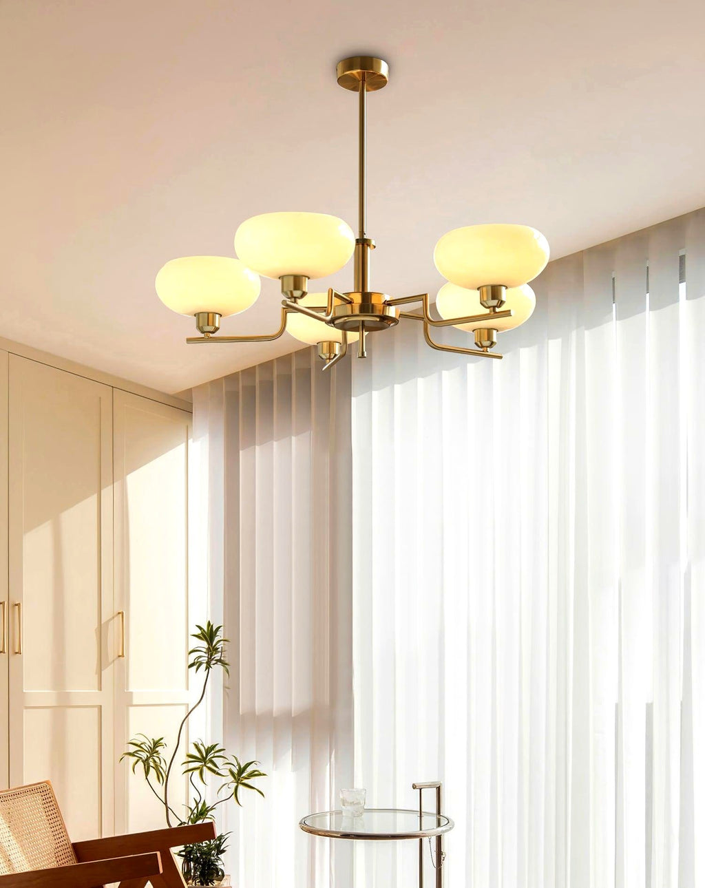 Lustra Suspension en Verre Globe Cadre en Laiton