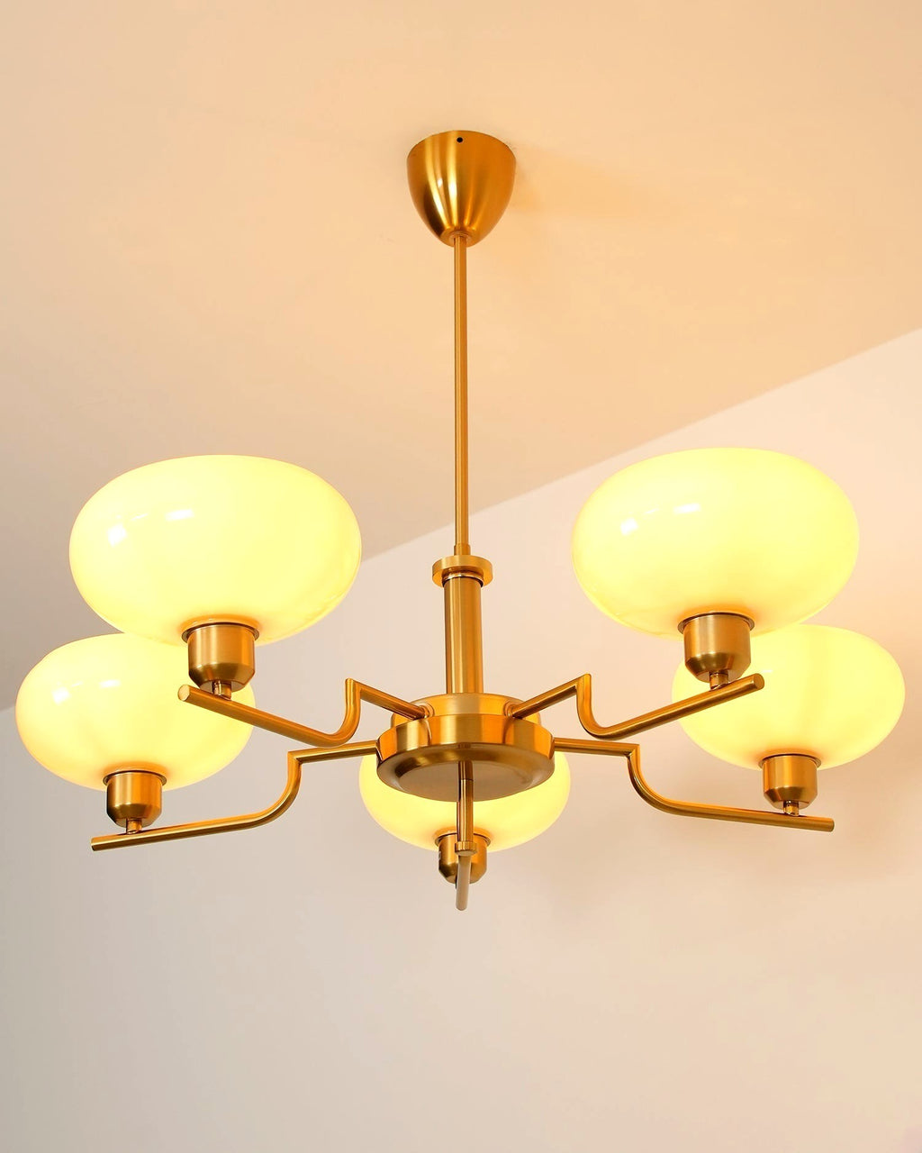 Lustra Suspension en Verre Globe Cadre en Laiton