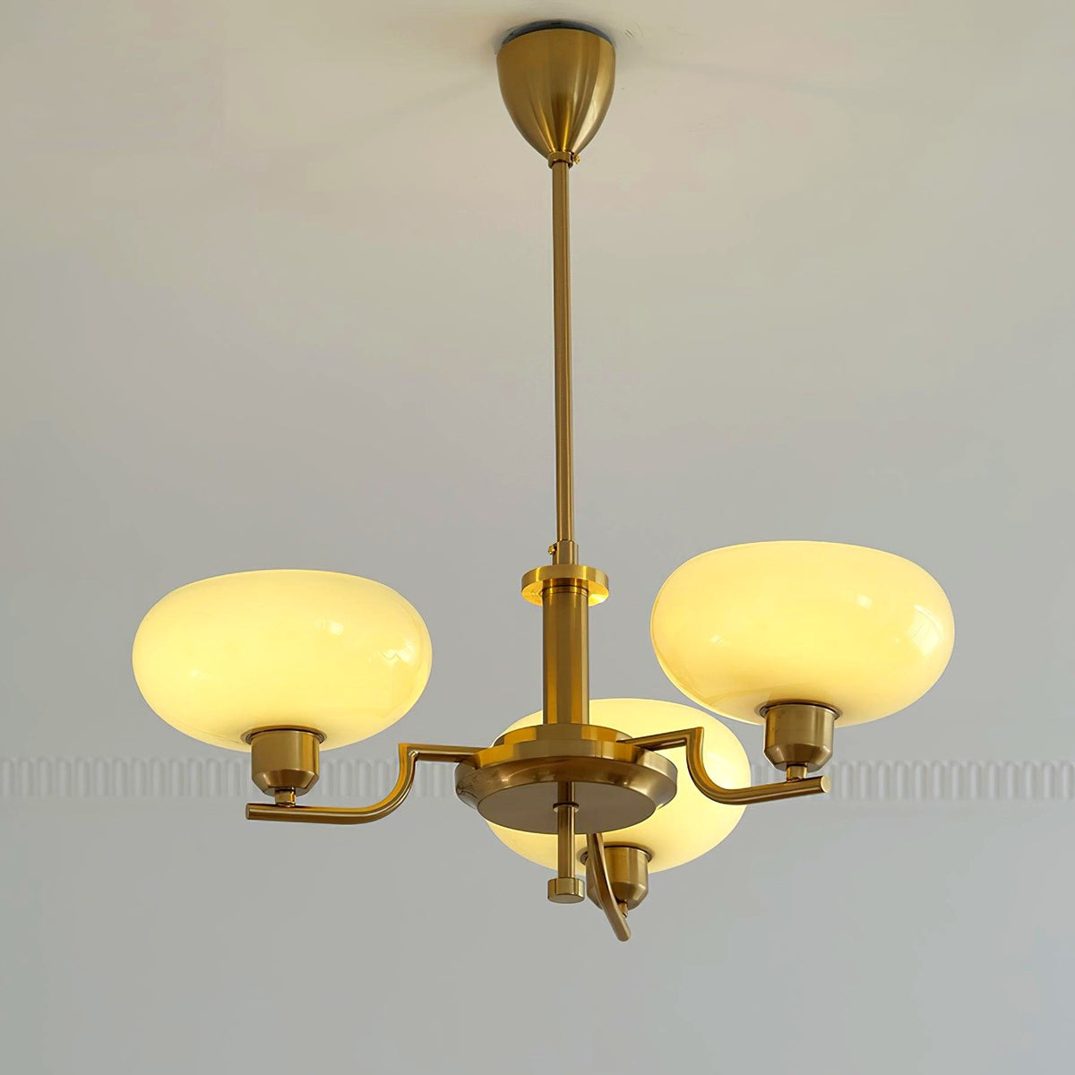 Lustra Suspension en Verre Globe Cadre en Laiton