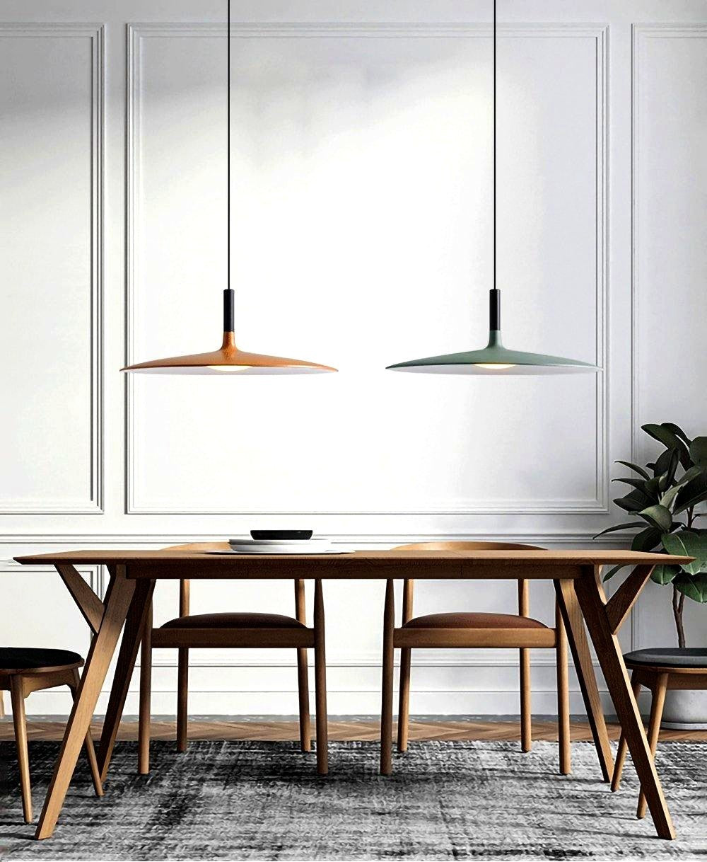 Lustra Suspension Lampe Disque Plat en Aluminium