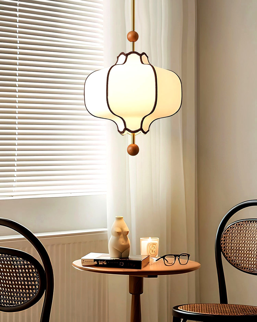 Lustra Suspension Lampe Lanterne en Tissu pour Salon