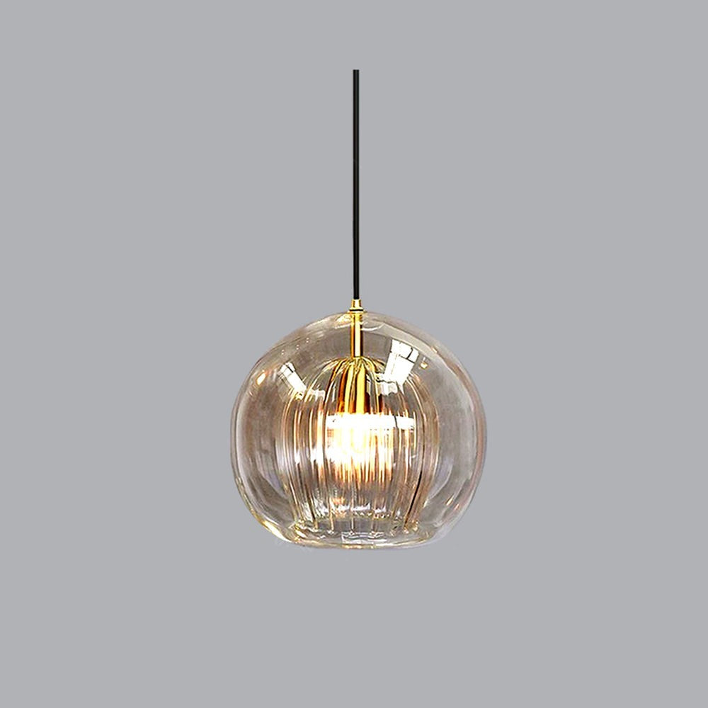 June Suspension Bulle Nordique Verre Transparent/Doré Salon/Chambre