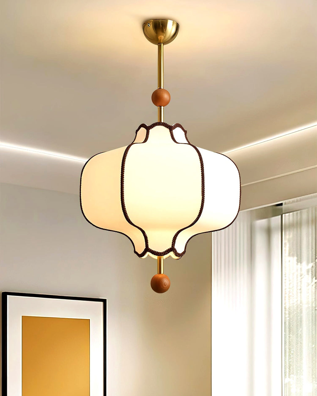 Lustra Suspension Lampe Lanterne en Tissu pour Salon