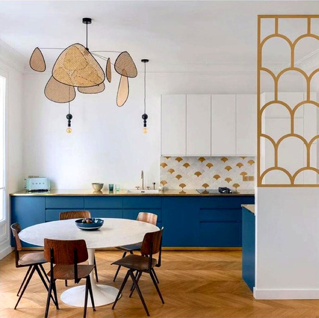 Lustra Lustre Écran Cannage Suspension Rétro