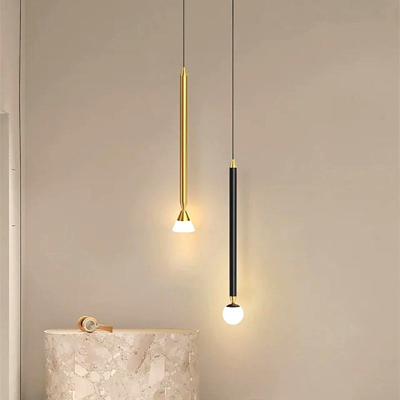 Auri Suspension Cylindre Simple. Métal/Verre. Noir/Doré. Salon