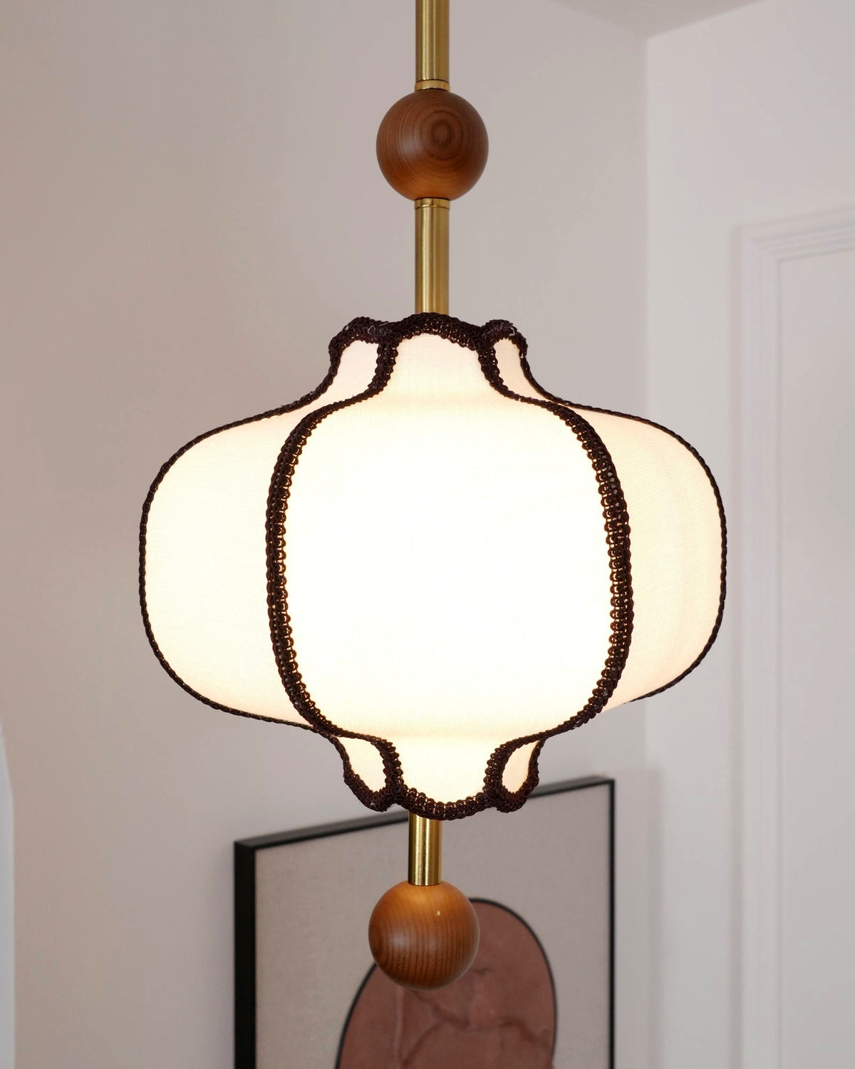 Lustra Suspension Lampe Lanterne en Tissu pour Salon