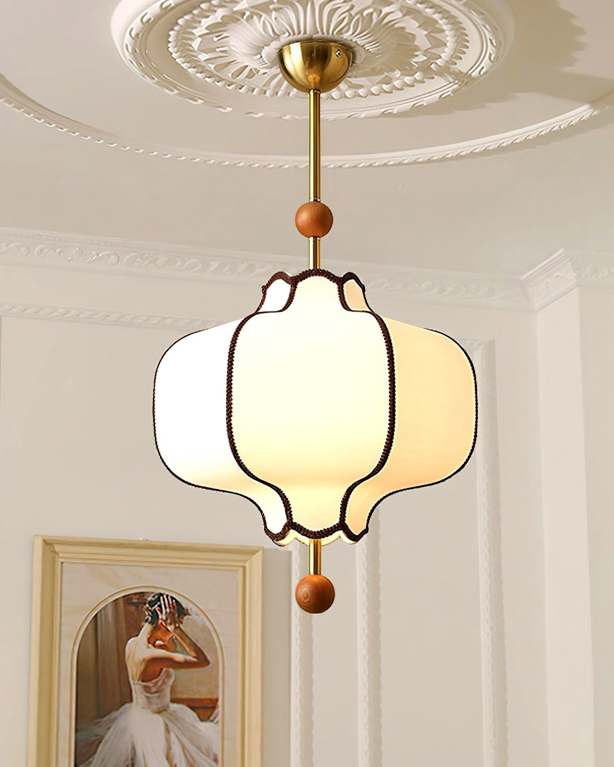 Lustra Suspension Lampe Lanterne en Tissu pour Salon