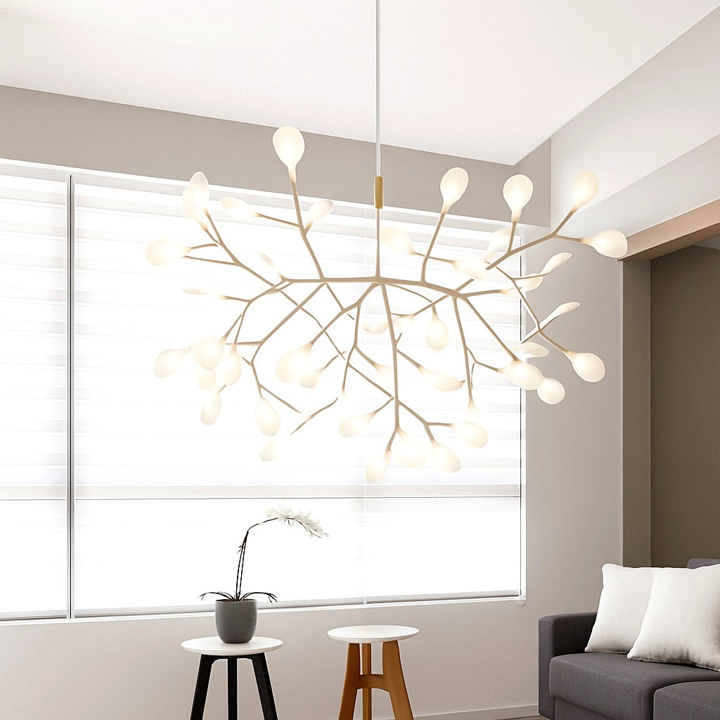 Suspension LED Arbre Lumineux Cuivré ou Noir - mise en situation