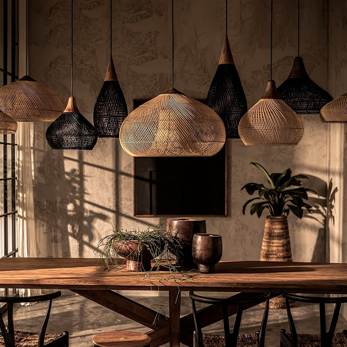 Evelyn Suspension en Rotin Tressé pour Salon