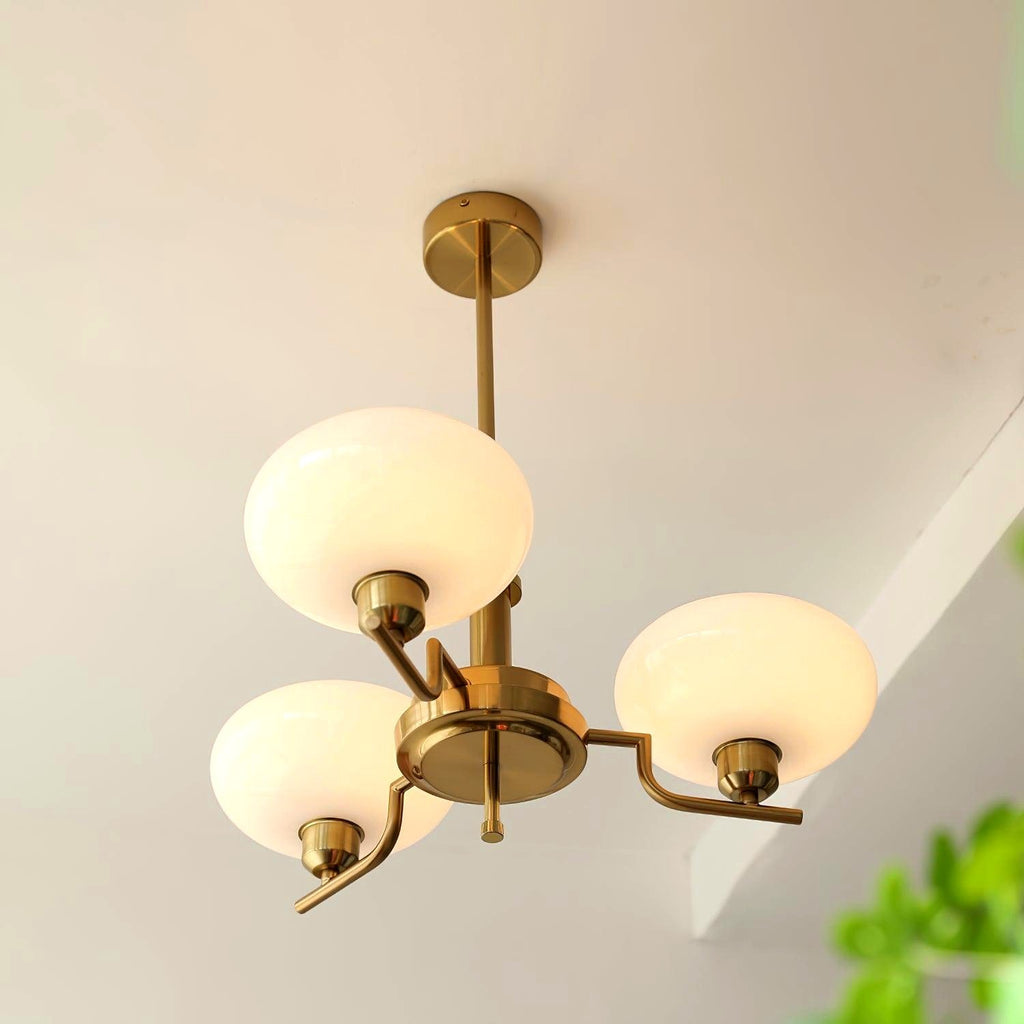 Lustra Suspension en Verre Globe Cadre en Laiton