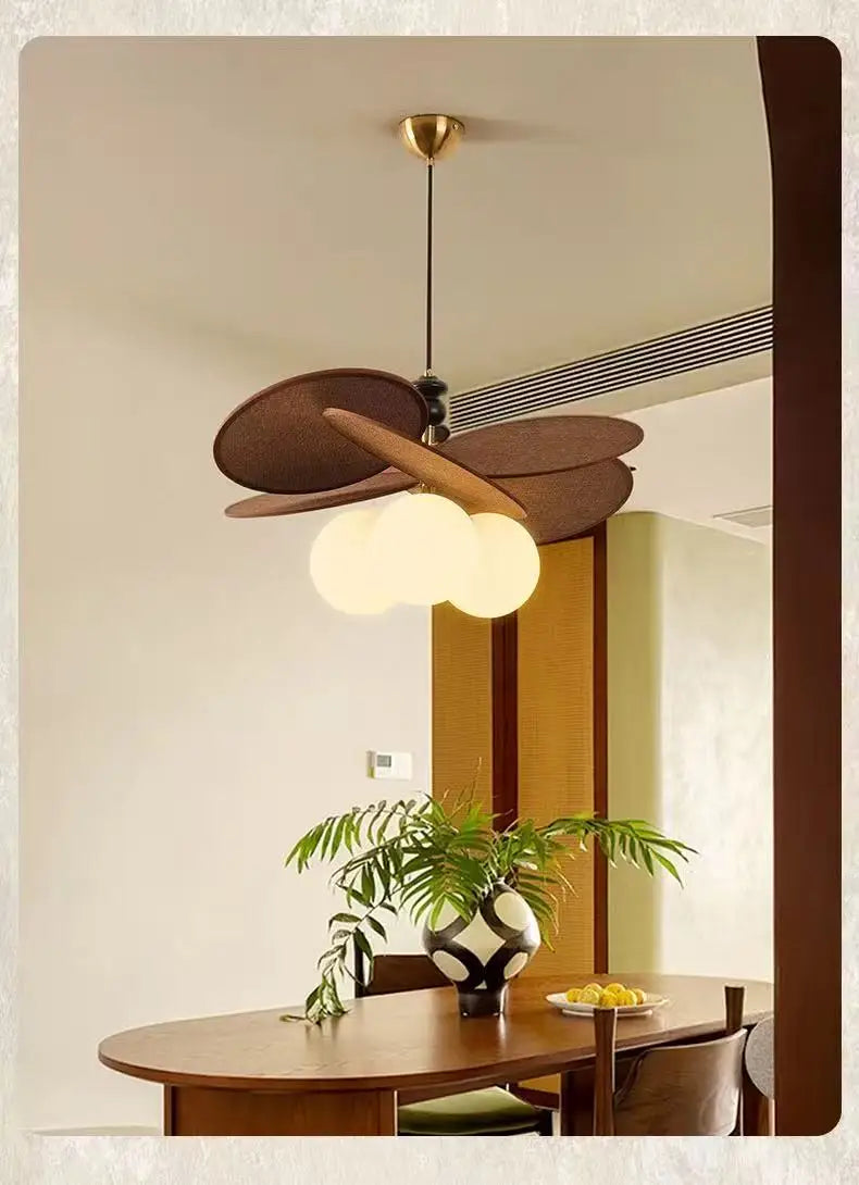 Suspension fleur en bois et métal design moderne
