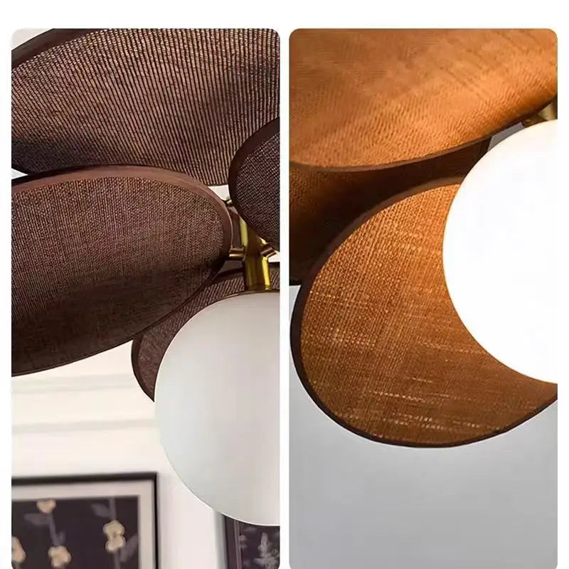 Suspension fleur en bois et métal design moderne