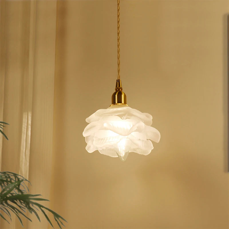 Suspension fleur en verre design vintage
