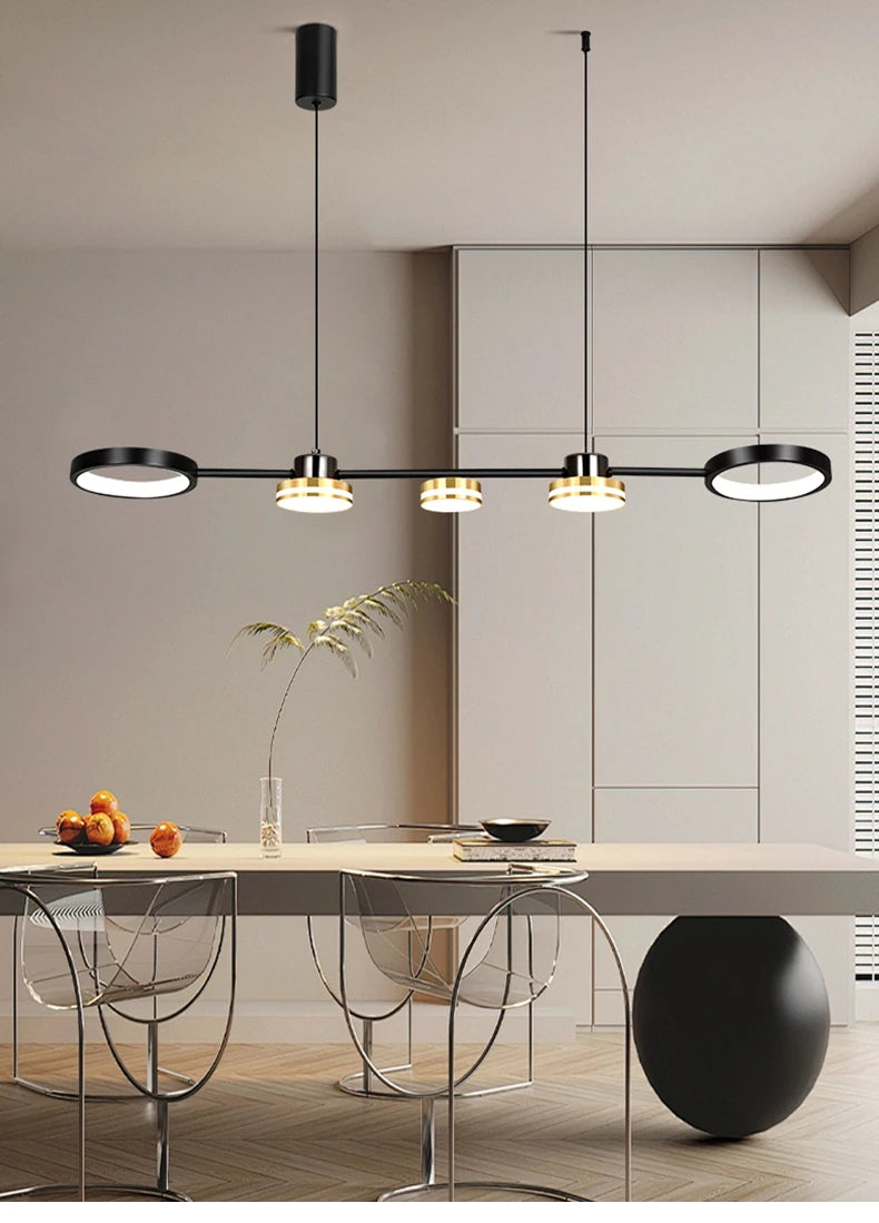 Suspension linéaire avec cercles en métal design moderne
