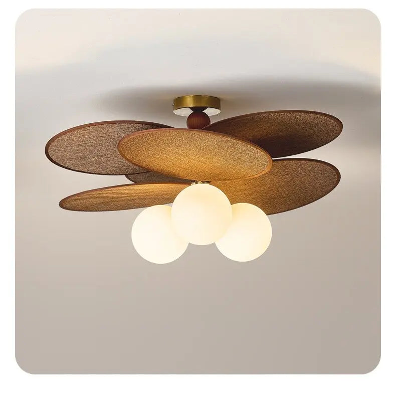 Suspension fleur en bois et métal design moderne