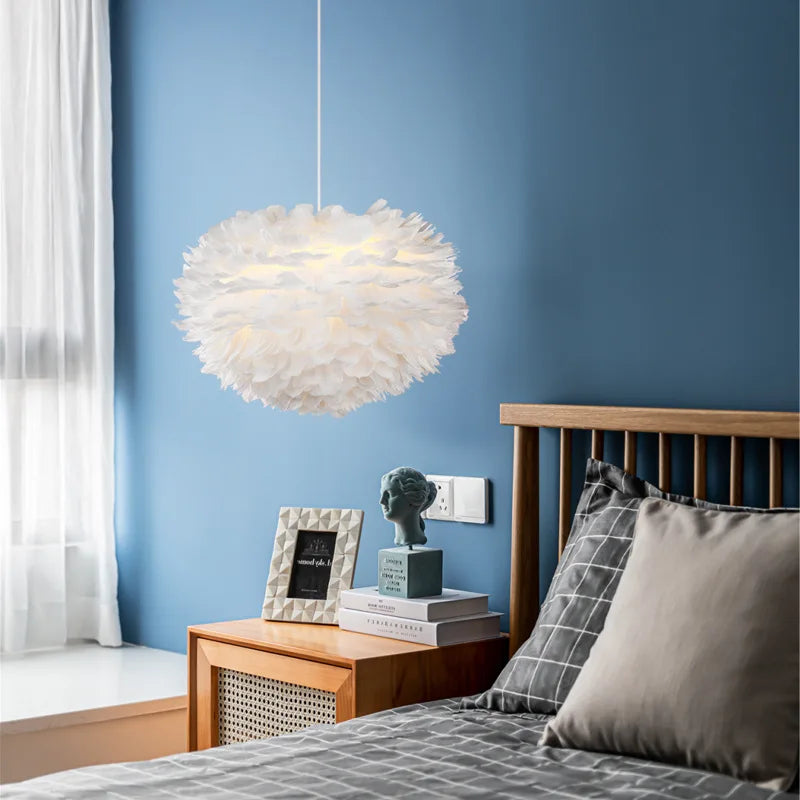 Suspension nuage en plumes design bohème