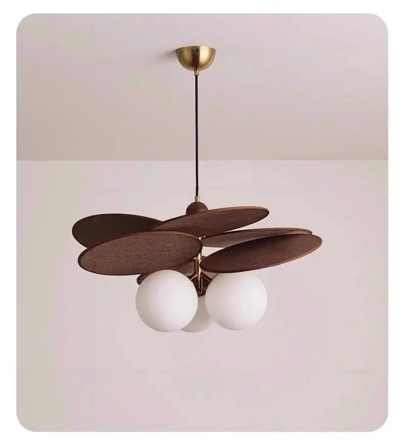 Suspension fleur en bois et métal design moderne