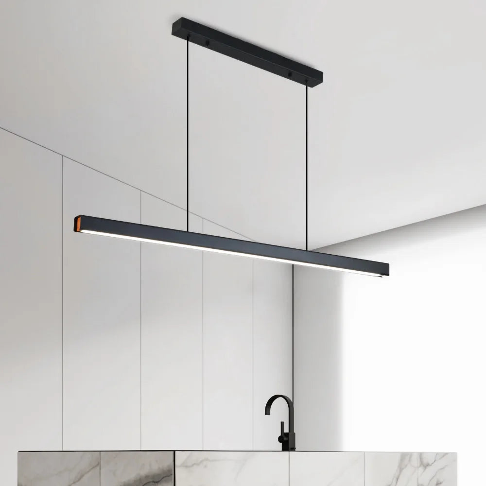 Suspension linéaire en bois et métal design moderne