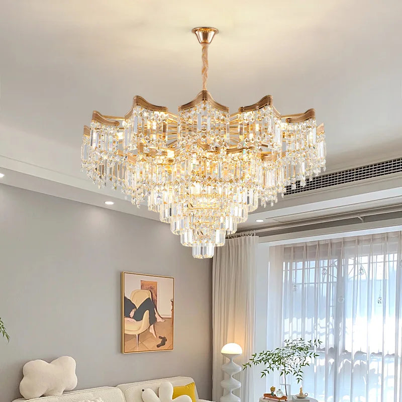 Lustre cascade en métal design moderne