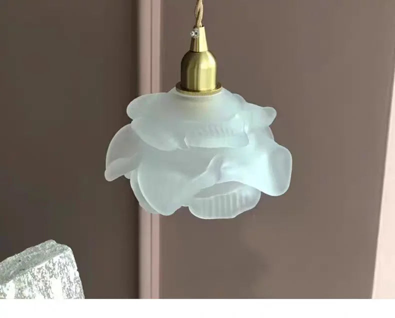 Suspension fleur en verre design vintage