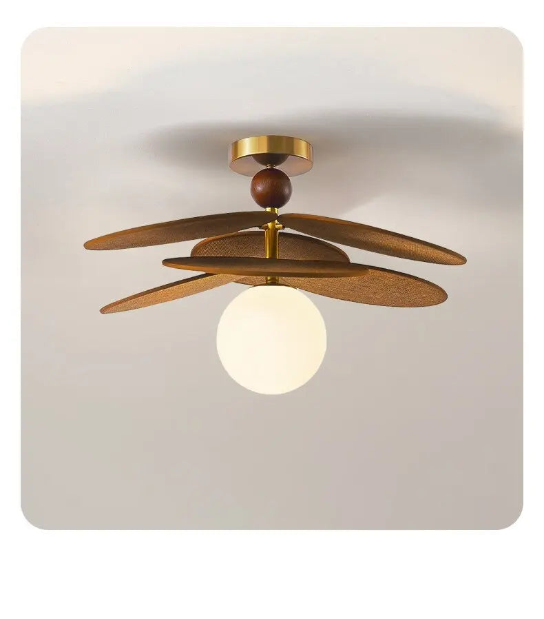 Suspension fleur en bois et métal design moderne