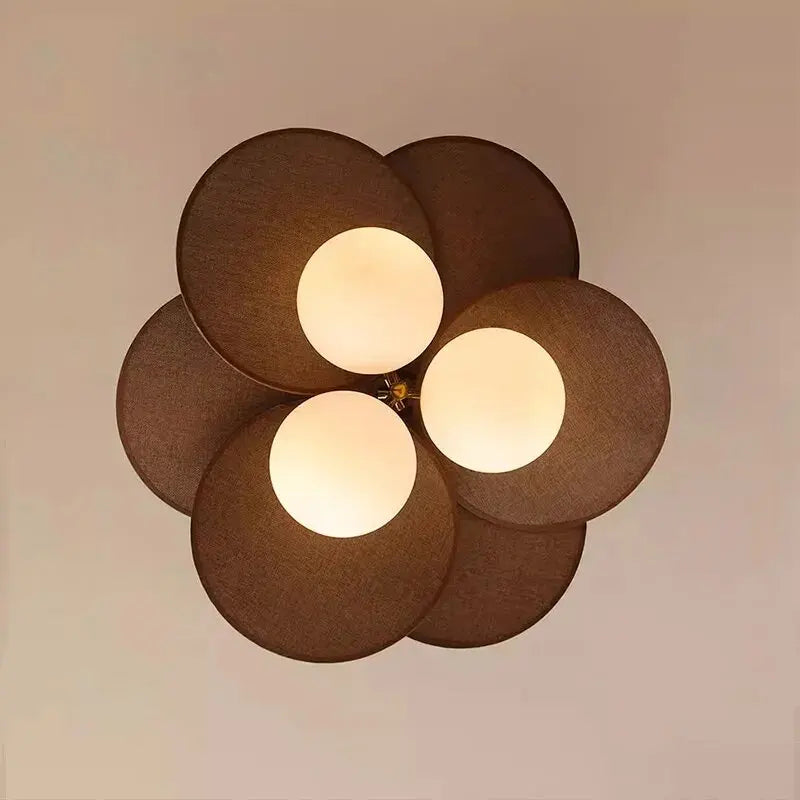 Suspension fleur en bois et métal design moderne
