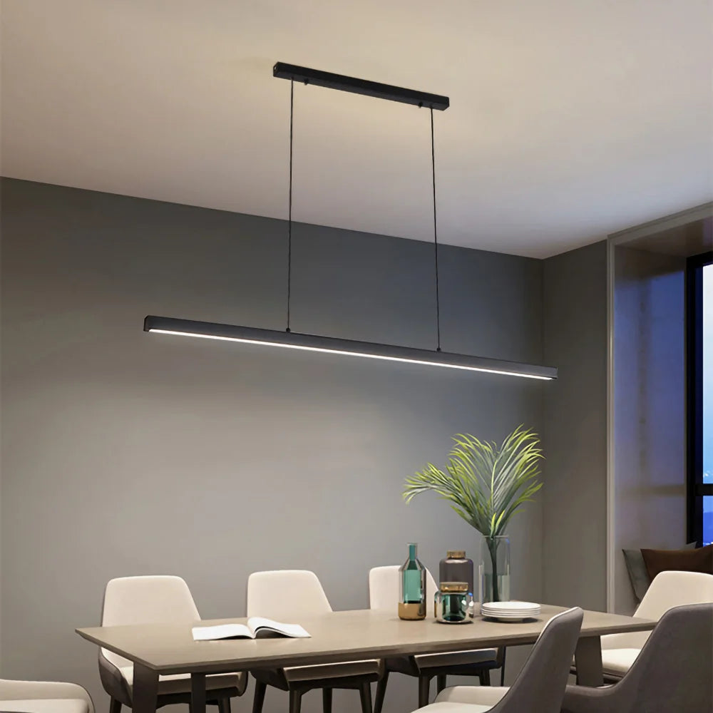 Suspension linéaire en bois et métal design moderne