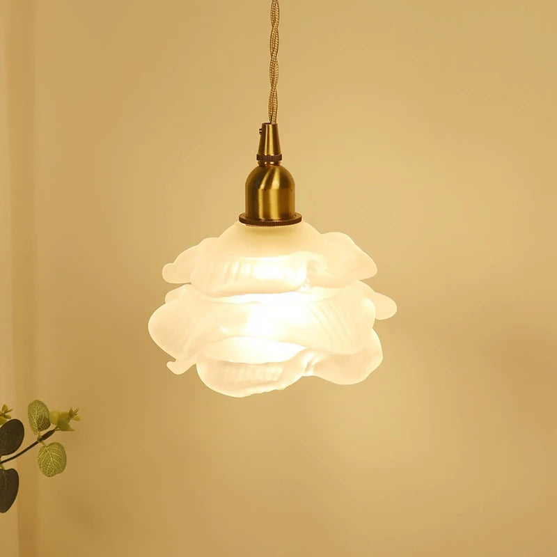 Suspension fleur en verre design vintage